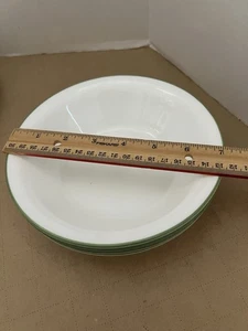 Corelle Corningware Shadow Green Trim 7” Salad Dessert White And Green Used - Picture 1 of 3