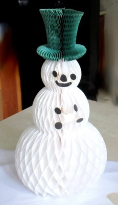 Vtg Beistle Honeycomb Sno-Man Snowman Christmas Centerpiece Decoration - Image 1 of 3