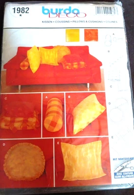 Burda Deco #1982 5 Pillows & Cushions Home Decor Cylinder Square NEW UNCUT FF - Image 1 of 2