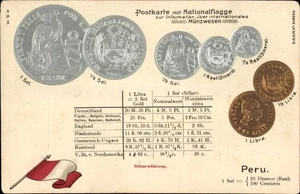 Acuñación postal Perú, bandera nacional, monedas, sol, dineros, centavos - 3991192 - Imagen 1 de 2