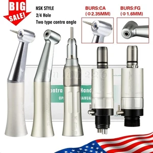 NSK Style Dental Slow Speed Handpiece Straight/Contra Angle FG1.6mm 2.35mm Burs - Picture 1 of 80