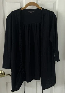 DAMEN SCHWARZE LEICHTE 3/4 ARM CARDIGAN- VON: COLDWATER CREEK- GR: MEDIUM - Bild 1 von 4