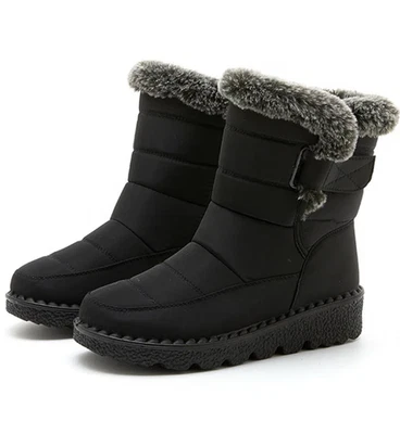 Mujeres Impermeables Invierno Botas para Nieve Cálidas Felpa Forradas Antideslizantes Zapatos al Tobillo Foto 1 de 4