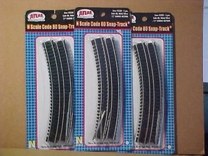 Atlas #2520 11" Radius Track Sections - N Scale - Code 80 - 3 unopen packs - Picture 1 of 2