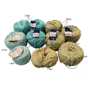 10 Mixed Lot Skeins-Cakes Plymouth Fantasy Natural 100% Cotton Teal & Celery - Picture 1 of 12
