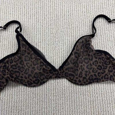 Sujetador con aros 34B elegante y sexy sin forro transparente estampado animal guepardo Foto 1 de 4