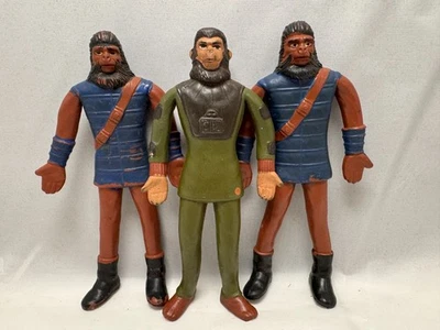 Vintage Planet of the Apes MEGO Bend 'n Flex Lote de 3: Gorilla Soldiers, Galen - Imagem 1 de 4