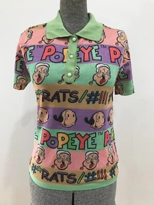 Elfsack x Popeye metallic lurex sailor polo top shirt faux pearl buttons S 8 - Picture 1 of 10
