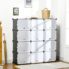 12-Cube Stackable Shoe Storage Organizer Modular Shoe Cabinet for Hallway