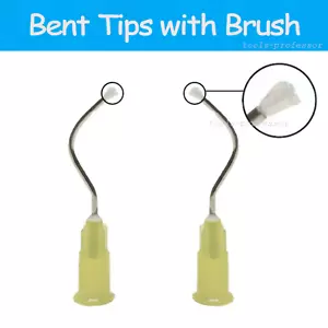 100Pc/Pack Dental Infusor Applicator Delivery Tips Pre-Bent Metal Brush End 19G - Picture 1 of 3