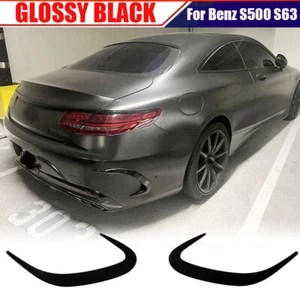 For Benz S500 S550 S63 S65  14UP Gloss Black Rear Bumper Canard Fins Splitter - Picture 1 of 12