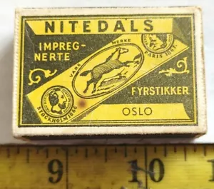 NITEDALS OSLO IMPREGNADO FYRSTIKKER STOREBRAND SIKKERHETS SKYLD MATCHBOX {5} - Imagen 1 de 5