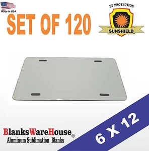 120 Pieces ALUMINUM LICENSE PLATE SUBLIMATION BLANKS 6 "x 12"  / AUTO TAGS - Picture 1 of 1