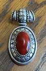Mexico 925 Sterling Silver Red Jasper Beaded Pendant
