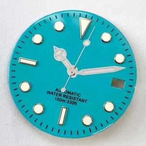 28.5mm Enamel light blue dial Fit NH35 NH36 Luminous Sterile Watch Movement Part - Picture 1 of 10
