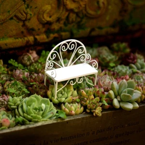 1:12 Scale Dolls House Miniatures Furniture Vintage White Chair Bench Garden - Picture 1 of 4