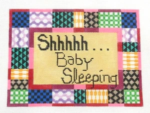 Pajamas and Chocolate Shh.. Baby Sleeping Sign Handpainted Needlepoint Canvas - Picture 1 of 1