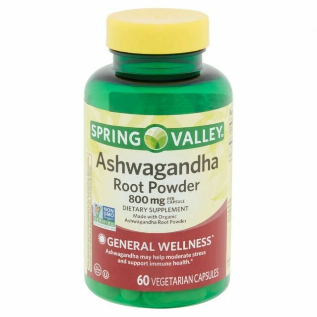 Spring Valley 800 mg Ashwagandha Root Powder - 60 Vegetarian Capsules