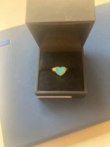 YVONNE LEON CHEVALIERE COEUR 9CT, BRILLIANT-CUT DIAMOND & Turquoise Signet Ring - Picture 1 of 23