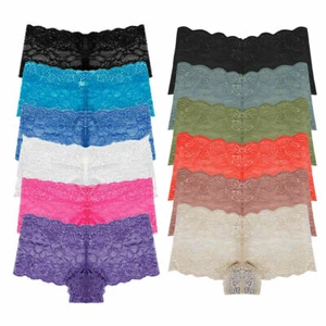 6er Set Damen Panty Spitze Slips Hipster Unterwäsche Unterhose Hüftslips Dessous - Bild 1 von 23