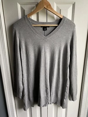 Suéter suéter DKNY Jeans para mujer manga larga cuello en V gris jaspeado talla grande Foto 1 de 4