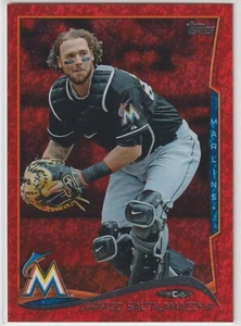 2014 Topps Update - JARROD SALTALAMACCIA - RED FOIL #US-70 - Miami Marlins - Picture 1 of 2