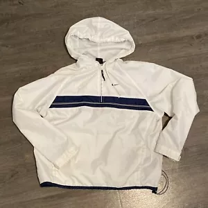 Nike Windbreaker Pullover Med 8/10 Half Zip Lightweight White Blue Woman’s M - Picture 1 of 7