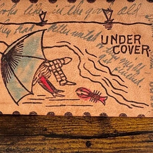 Antique Leather Postcard "Under Cover" Couple Umbrella Lobster Fun Novelty 1906 - Picture 1 of 10