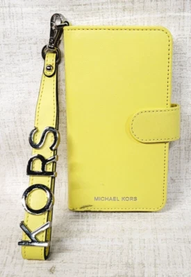 Michael Kors iPhone Leather Snap Hard Cover Card Holder Wristlet Yellow NEW!!! - Image 1 of 4