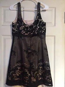 Rampage Women’s Lace Overlay Sleeveless Beautiful Black Floral Sheath Dress Sz 9 - Picture 1 of 7