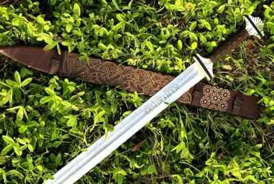 Espada vikinga personalizada forjada a mano | Auténtica espada nórdica medieval con vaina Foto 1 de 4