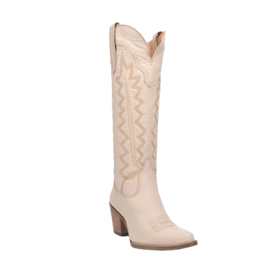 Botas Dingo Damas Alto Algodón Arena Blanco Punta Corta DI936-BN90 Foto 1 de 4