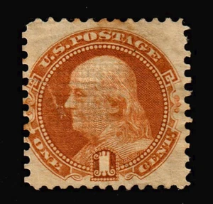 EE. UU. #112 1869 1c Franklin usado reperfed, papel tejido duro para parrilla con certificado APEX - Imagen 1 de 4