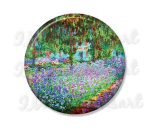 Monet's Art Artist Garden Hand Pressed Pocket Mirror, Magnet, or Pinback 2.25" - Picture 1 of 4