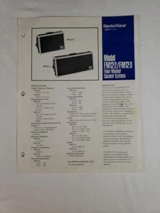 Electro- Voice EV Model FM12-2/FM12-3 Floor Monitor 2 page Brochure only - Picture 1 of 3