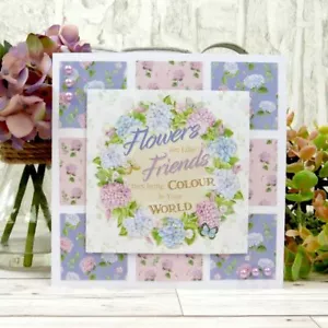 25 x Hunkydory Forever Floral Hydrangeas Toppers 120mm Sq NEW - Picture 1 of 5