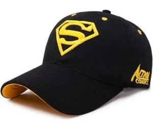 Superman Embroidered S Logo Adult Size Black Baseball Cap Hat - Picture 1 of 1
