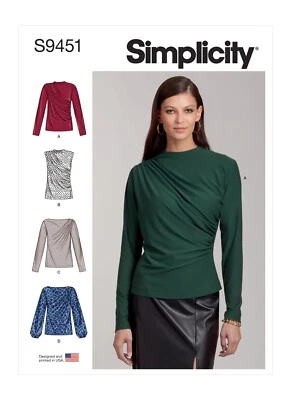SIMPLICITY 9451 MISSES KNIT TOPS Sewing Pattern Sizes 6-14 & 14-22 Skill: EASY - Image 1 of 4