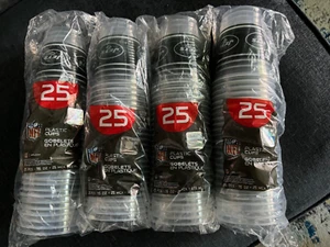 Lot of 4 packs 25 ct. New York Jets NFL Football 16 oz Plastic Cups NEW - Picture 1 of 2