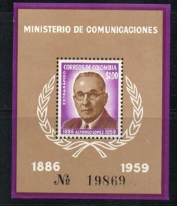 Colombia 1961 75° nascita Presidente Alfonso Lopez BF22 nuovo integro MNH N3958 - Bild 1 von 1