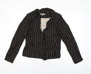 Rosie's L.F.Coll Womens Brown Striped Jacket Size 12 Hook & Eye - Picture 1 of 10