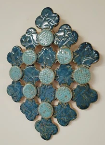 Handmade Ceramic Art Scallop Calm Beach Blue Circle Holiday Wall Hanging Light - Picture 1 of 3