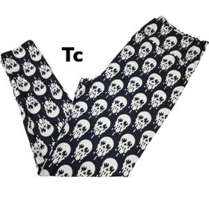 Tc LuLaRoe Leggings Halloween Negro Blanco Grito Calaveras Se Ajusta 12/18 - Imagen 1 de 1