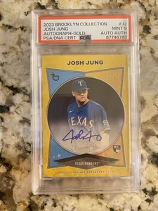 2023 Topps Brooklyn Collection Gold 47/50 SP Josh Jung #JJ RC/Auto PSA MINT 9 - Picture 1 of 3