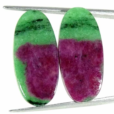 27,10 quilates rubí natural en zoisita par ovalado cabujón piedras preciosas sueltas 11x24x4 mm Foto 1 de 4