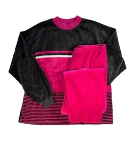 90s Y2K Ajleen Pink Velour Tracksuit Velvet Juicy Couture Style Made In USA - Picture 1 of 6