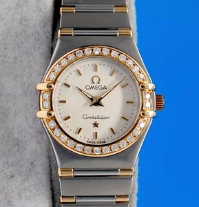 Damen Omega Constellation 18K Gold Uhr Silber Zifferblatt - Diamant Lünette - 1367.30 - Bild 1 von 7