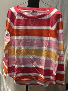 Camisa Pullover de Algodón “T By Talbots”, Rayas de Verano, FPS 50, MedPetite, Nueva con Etiquetas - Imagen 1 de 3