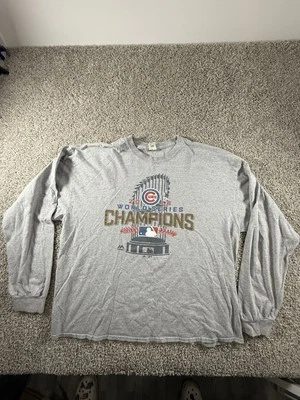 Футболка Chicago CUBS World Series для взрослых размер 2XL серая с длинным рукавом 2016 MLB бейсбол - Изображение 1 из 4
