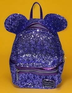 Disney Parks Loungefly lila Trank Pailletten Mini Rucksack nicht mehr produziert neu ohne Etikett - Bild 1 von 11